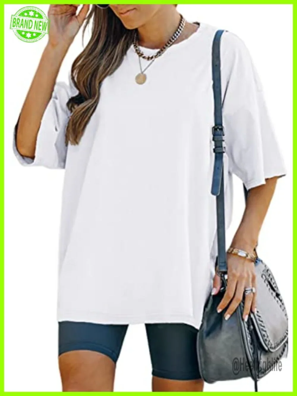 Women's Oversized Tunic T-Shirt Short Sleeve Cotton Blend Loose Fit
